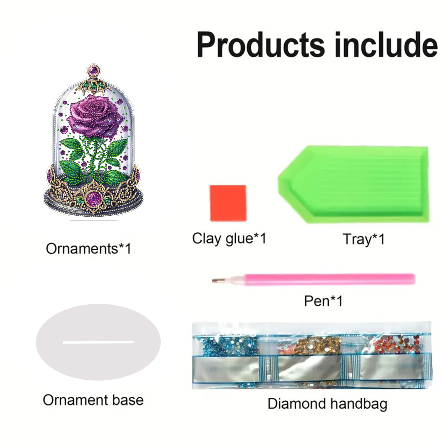 5D DIY Special Shape Diamond Painting Desk Ornament Flower Decor Kit