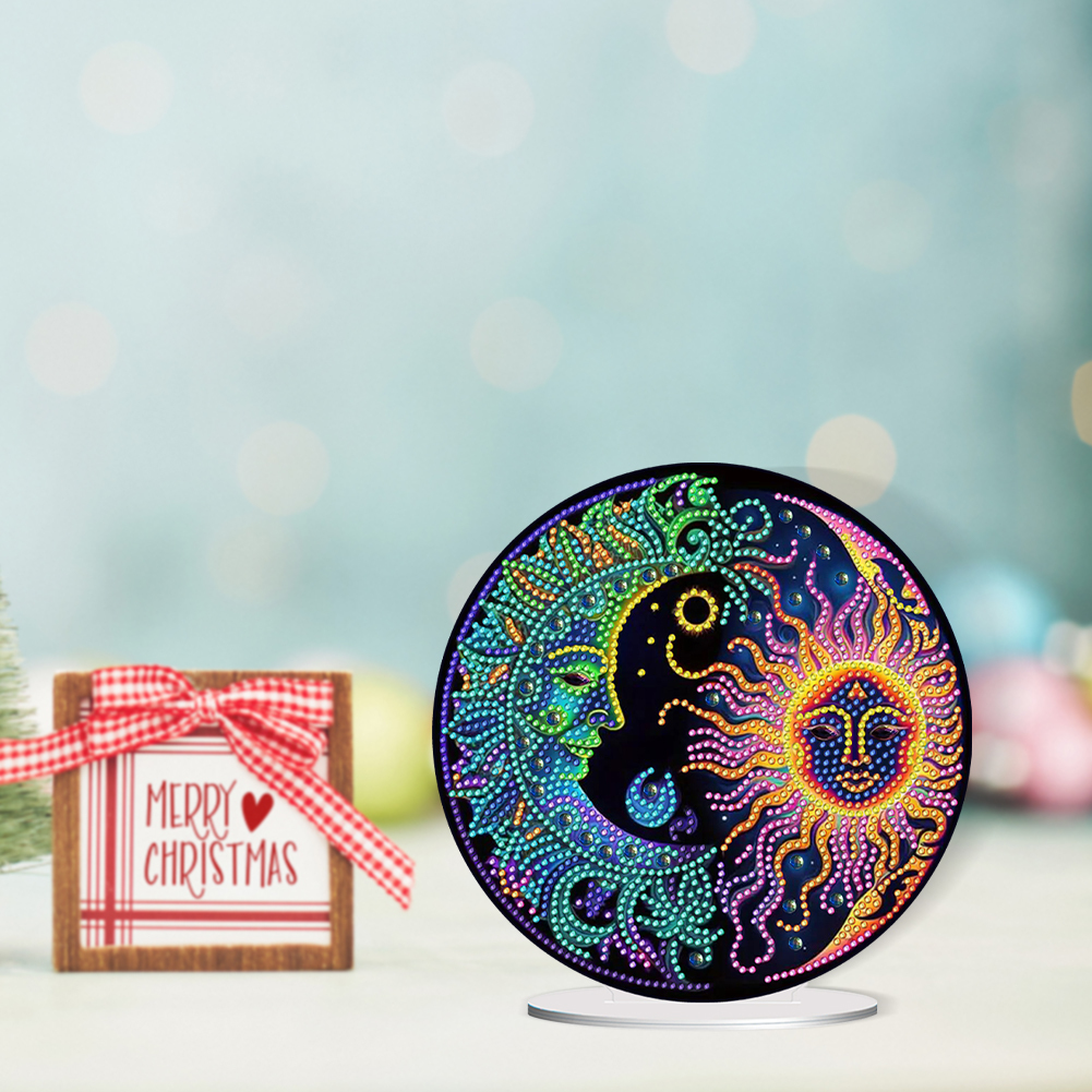 DIY Acrylic Sun and Moon Diamond Painting Desktop Ornament Kit