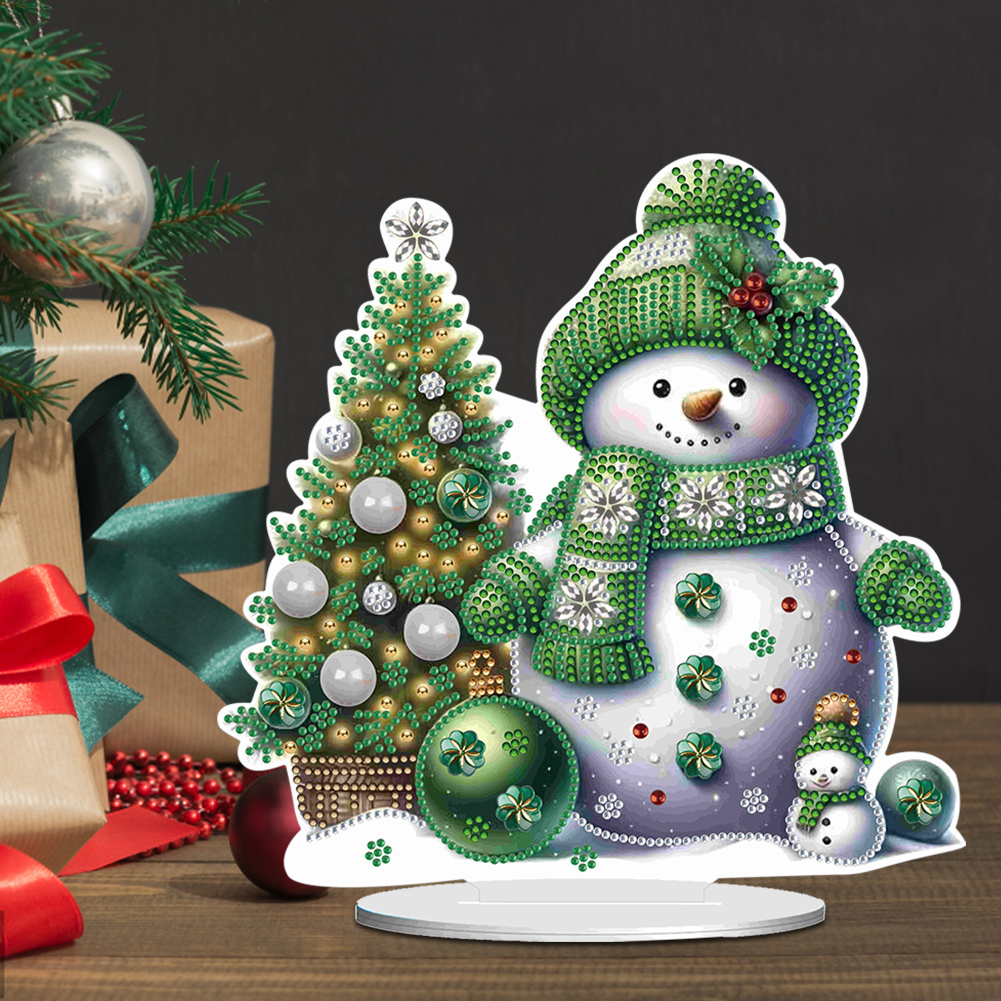 DIY Acrylic Winter Snowman Diamond Painting Desktop Decor Kit