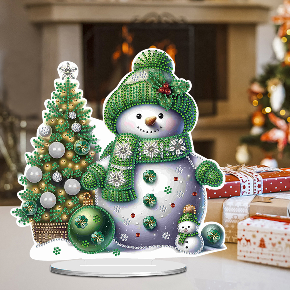 DIY Acrylic Winter Snowman Diamond Painting Desktop Decor Kit