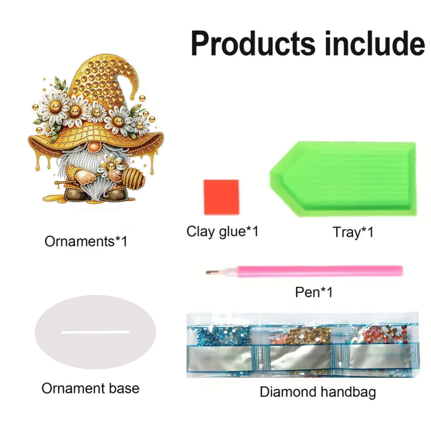 5D DIY Special Shape Diamond Painting Desk Ornament Gnome Decor Kit