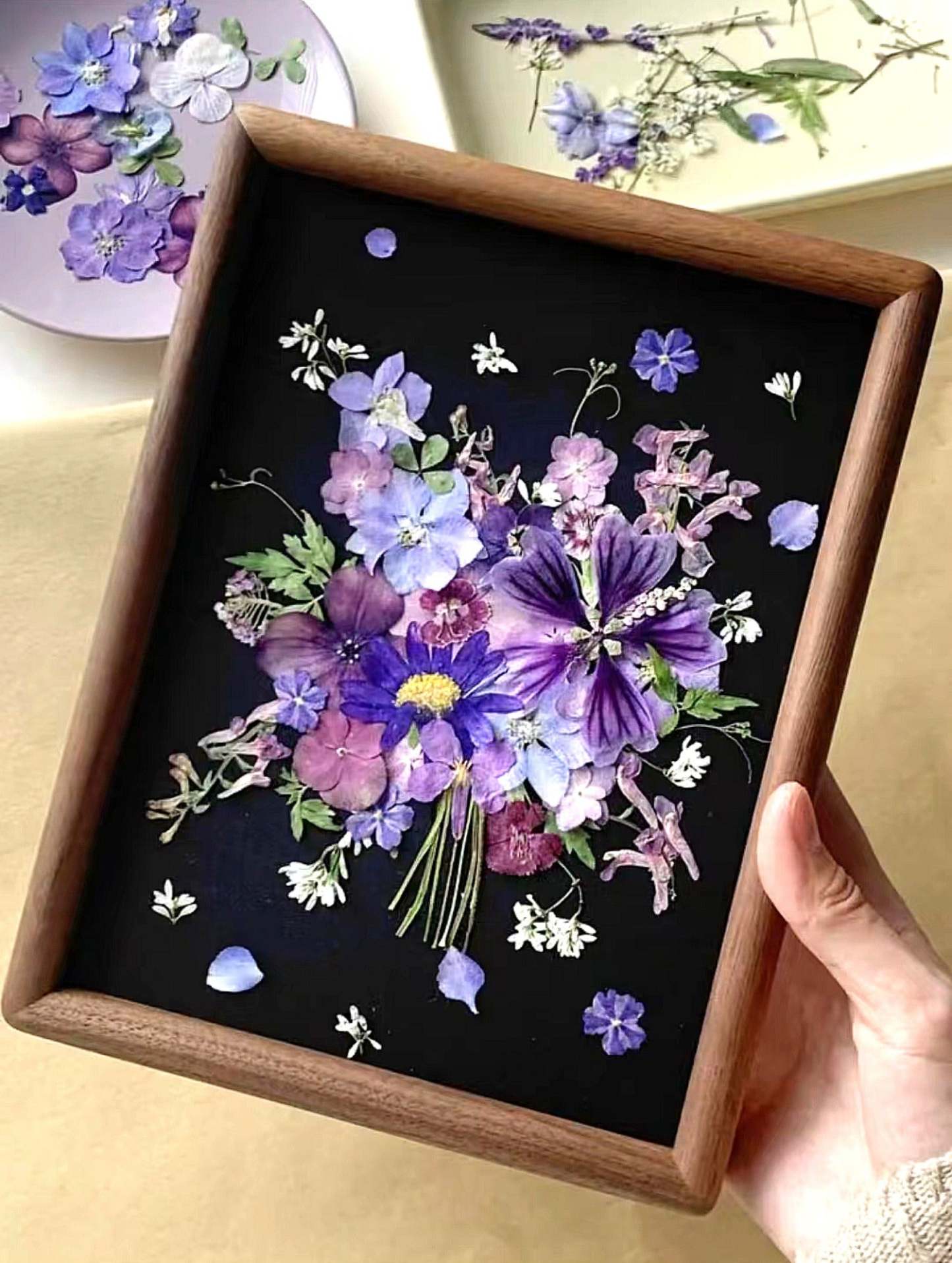 9x12" Pressed Flowers Handcrafted Dried Florals Bouquet Frame Plants Preserved