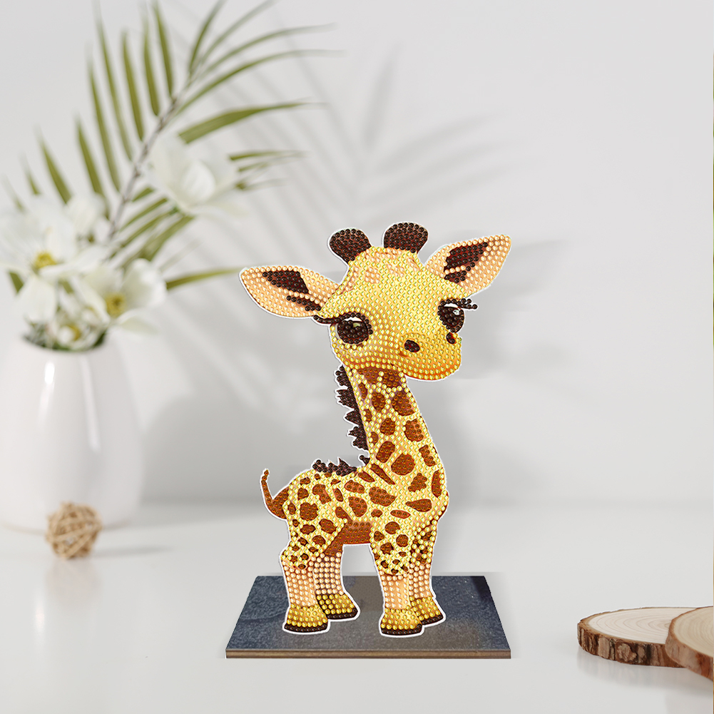 DIY Diamonds Painting Ornaments Wooden Animal Giraffe Art Craft Kit