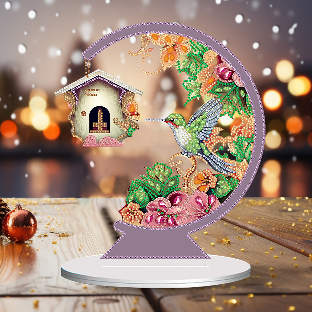 5D DIY Diamond Painting Special Shape Desk Ornament Flower Bird Decor Kit