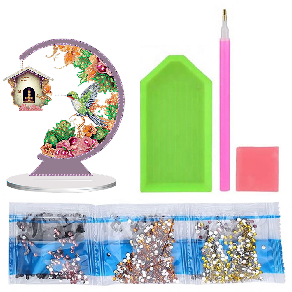 5D DIY Diamond Painting Special Shape Desk Ornament Flower Bird Decor Kit
