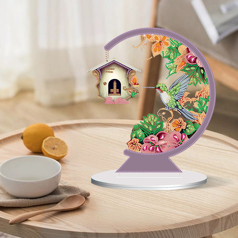 5D DIY Diamond Painting Special Shape Desk Ornament Flower Bird Decor Kit