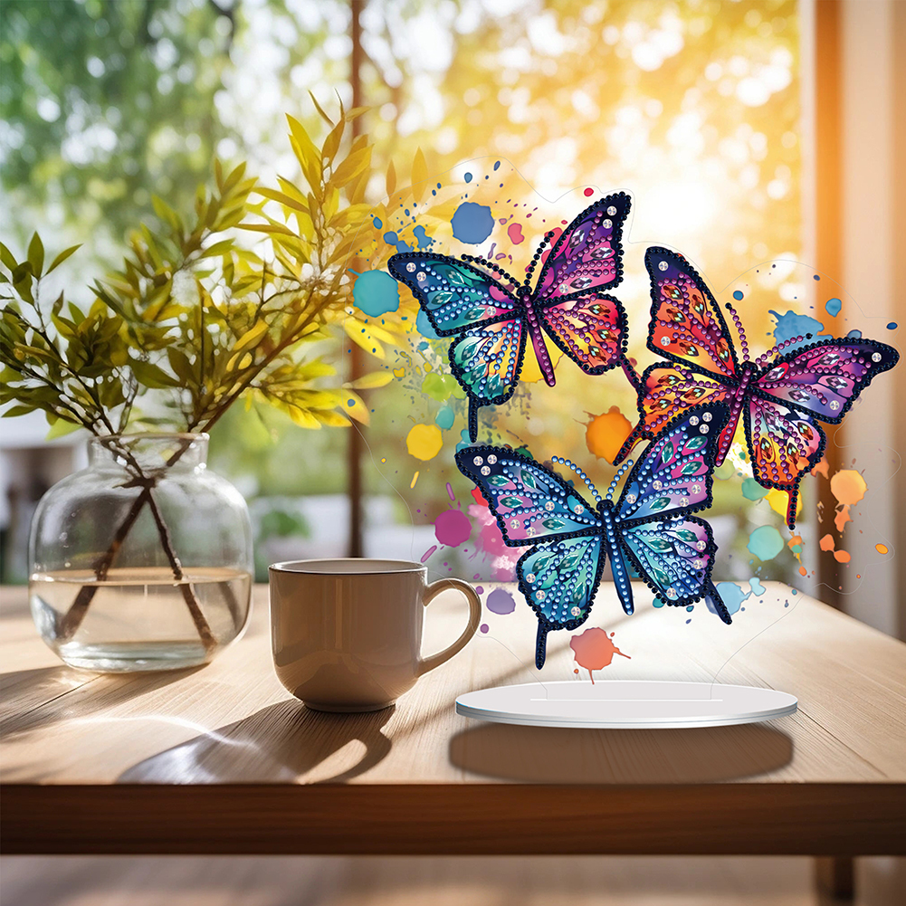 5D DIY Special Shape Diamond Painting Acrylic Desk Ornament Butterfly Decor Kit