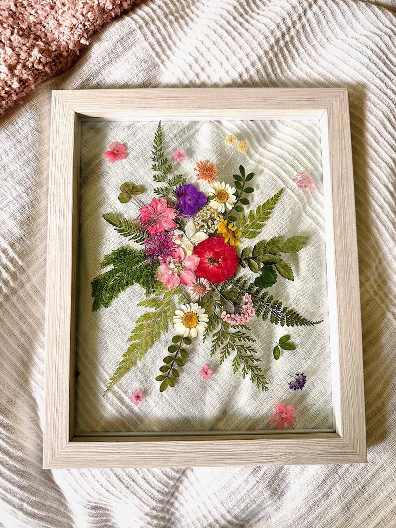 Pressed Flower Art Dried Flowers in Double Glass Floating Frame