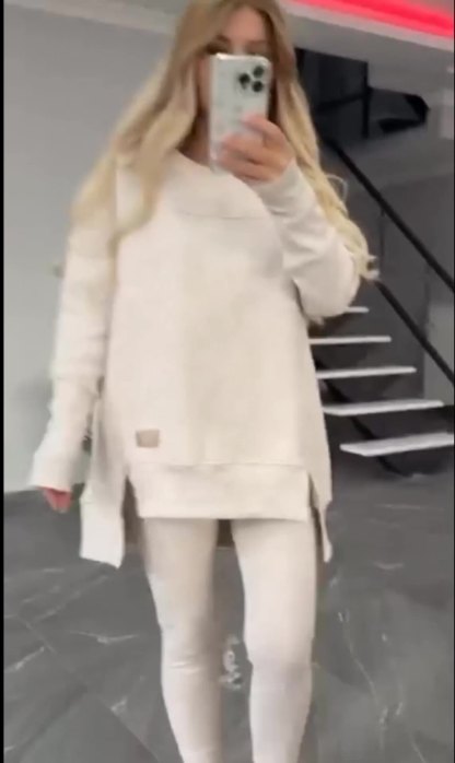 Solid high-low hem oversized sweatshirt legging set