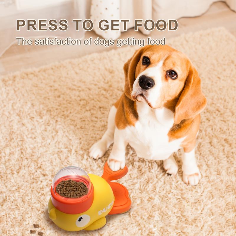 Product Introduction of 1pc Yellow Duck-Shaped Interactive Dog Feeder - Non-Electric, Manual Press-to-Get Food Dispenser for Small, Medium, Large Dogs, Durable Plastic 2
