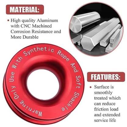 Winch Rope Synthetic Soft Shackle+Recovery Ring Set Rugged Shackles With Protective Sleeve 41000lbs