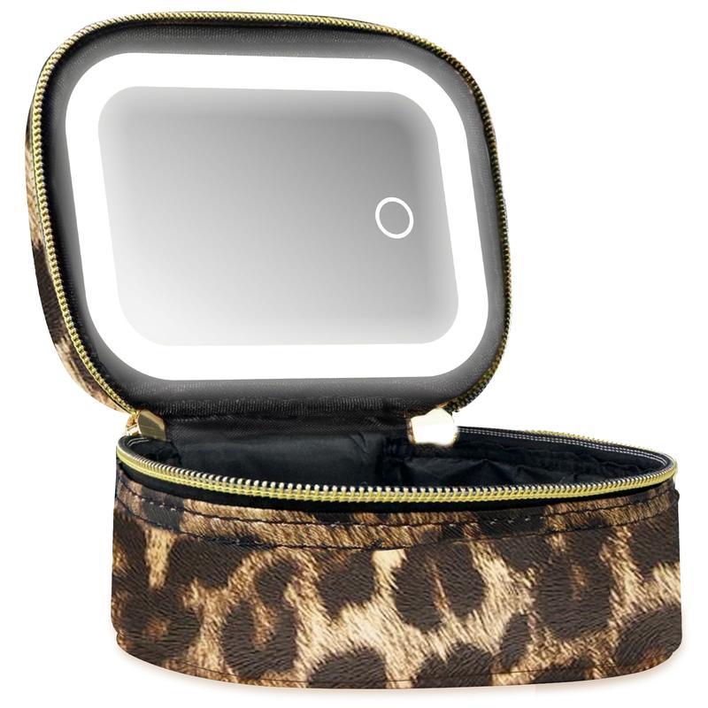 Compact Makeup Bag with Mirror and Light