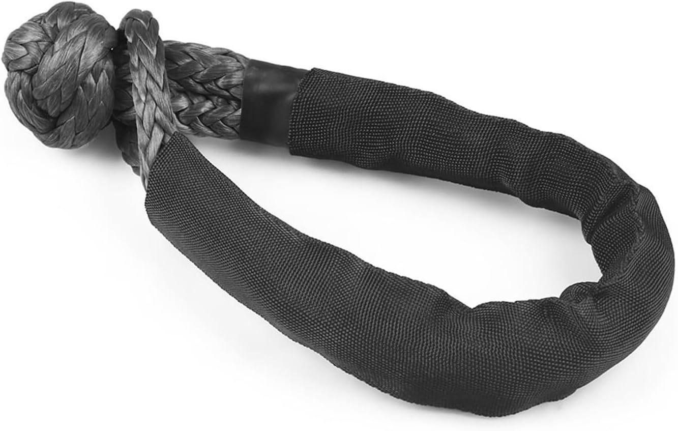 Winch Rope Synthetic Soft Shackle+Recovery Ring Set Rugged Shackles With Protective Sleeve 41000lbs