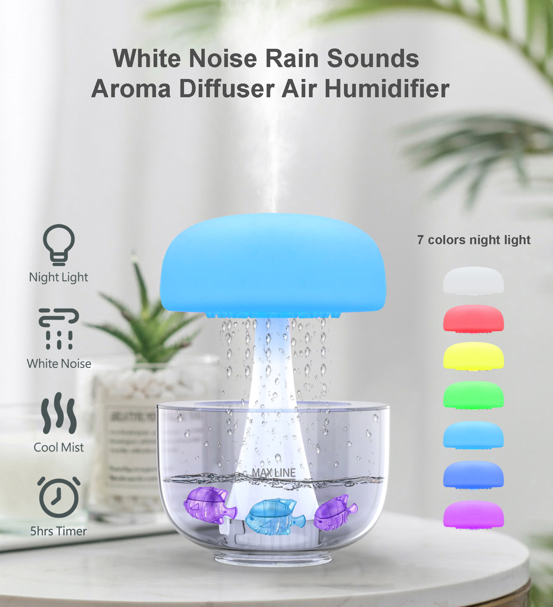 Ping-Tong®Sleep Aid Aromatherapy Machine Humidifier (Jellyfish)