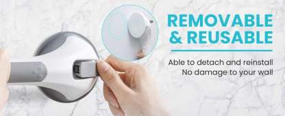 🚿16 Inch No Drilling Suction Cup Removable Bathroom Safety Handrail | Waterproof Anti-Slip Shower Grab Bar & Bathtub Grip