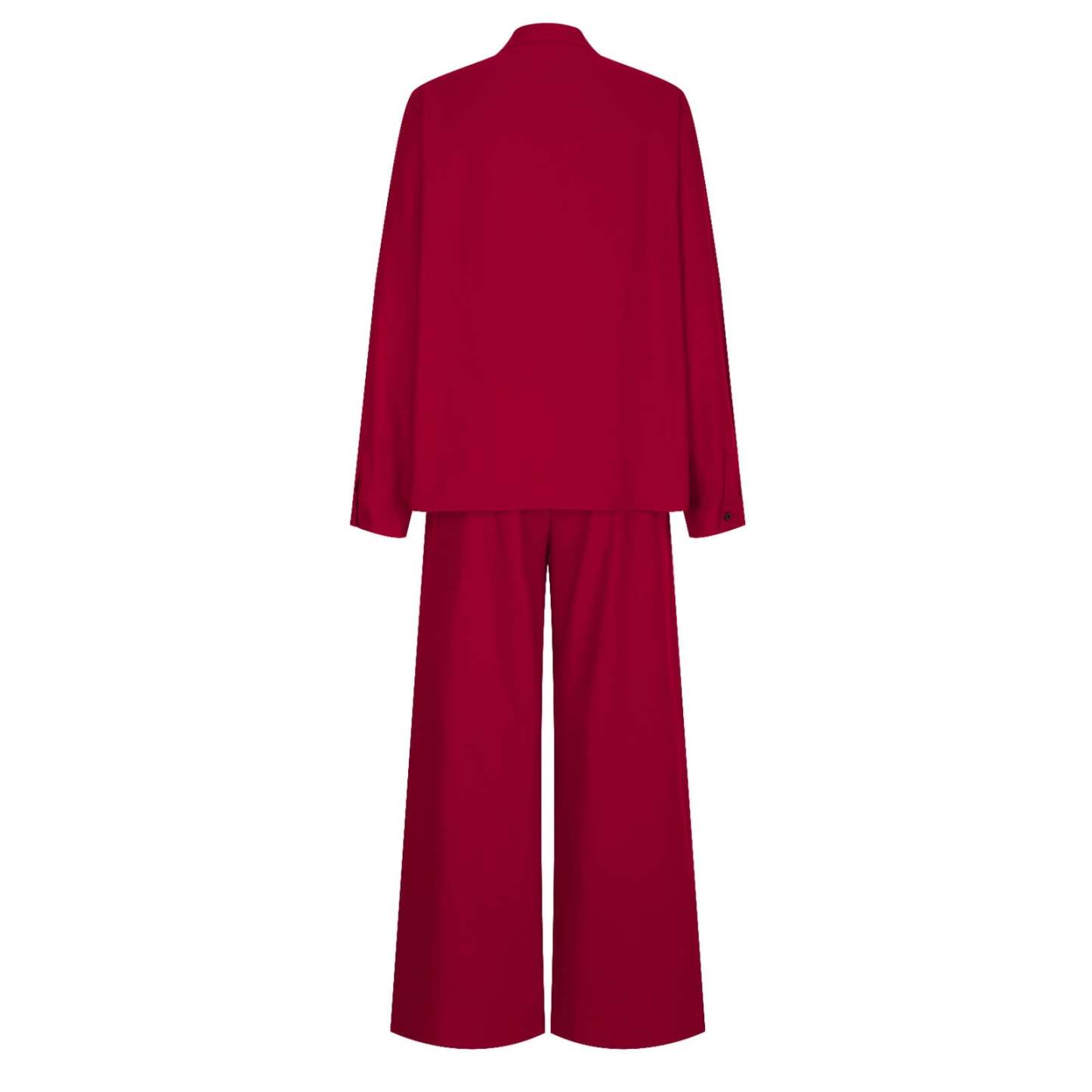 Women's Two Piece Outfits Cotton Linen Pants Sets Casual Long Sleeve Button Down Henley Tops and Pants Lounge Sets Red XXL 12