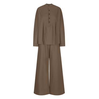 Women's Two Piece Outfits Cotton Linen Pants Sets Casual Long Sleeve Button Down Henley Tops and Pants Lounge Sets Red XXL 12