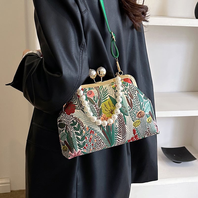 Women Vintage Flower Embroidery Handbag