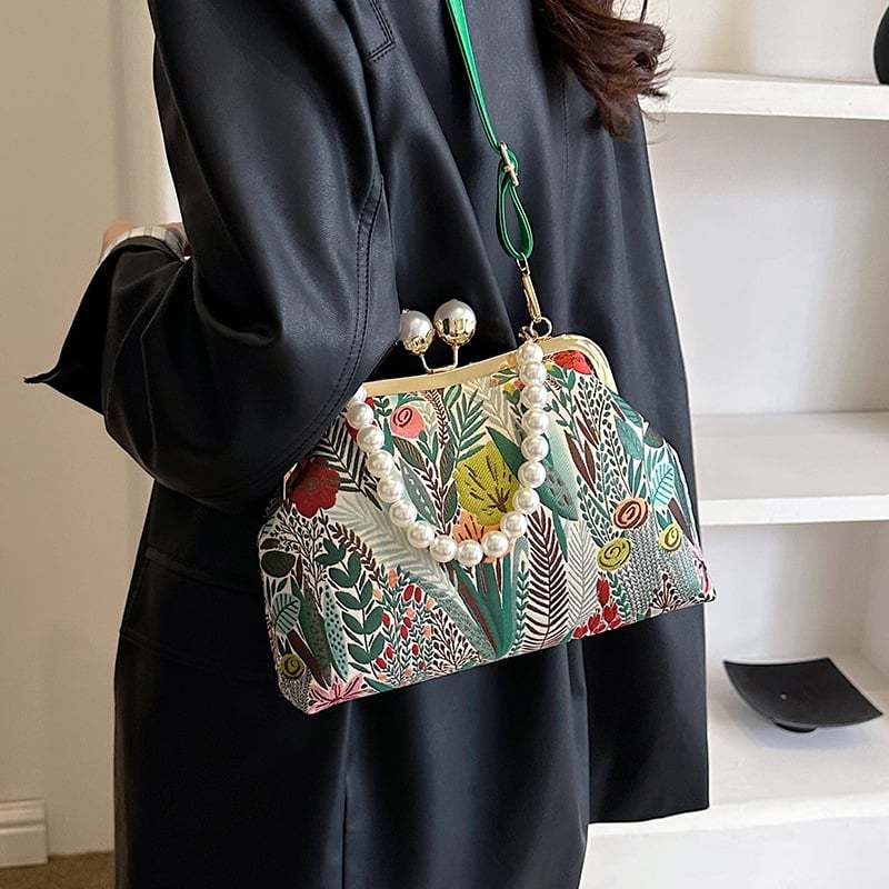 Women Vintage Flower Embroidery Handbag