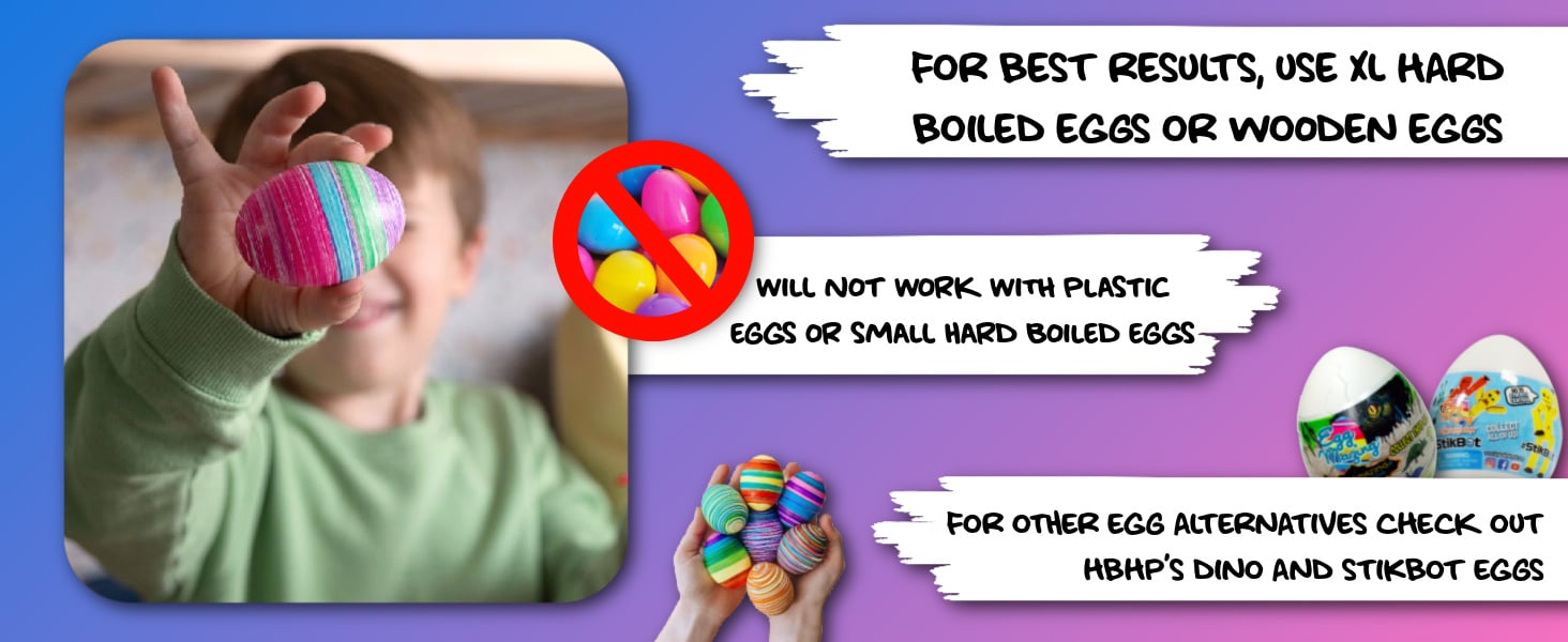 For best results, use large, extra-large hard boiled or wood eggs only