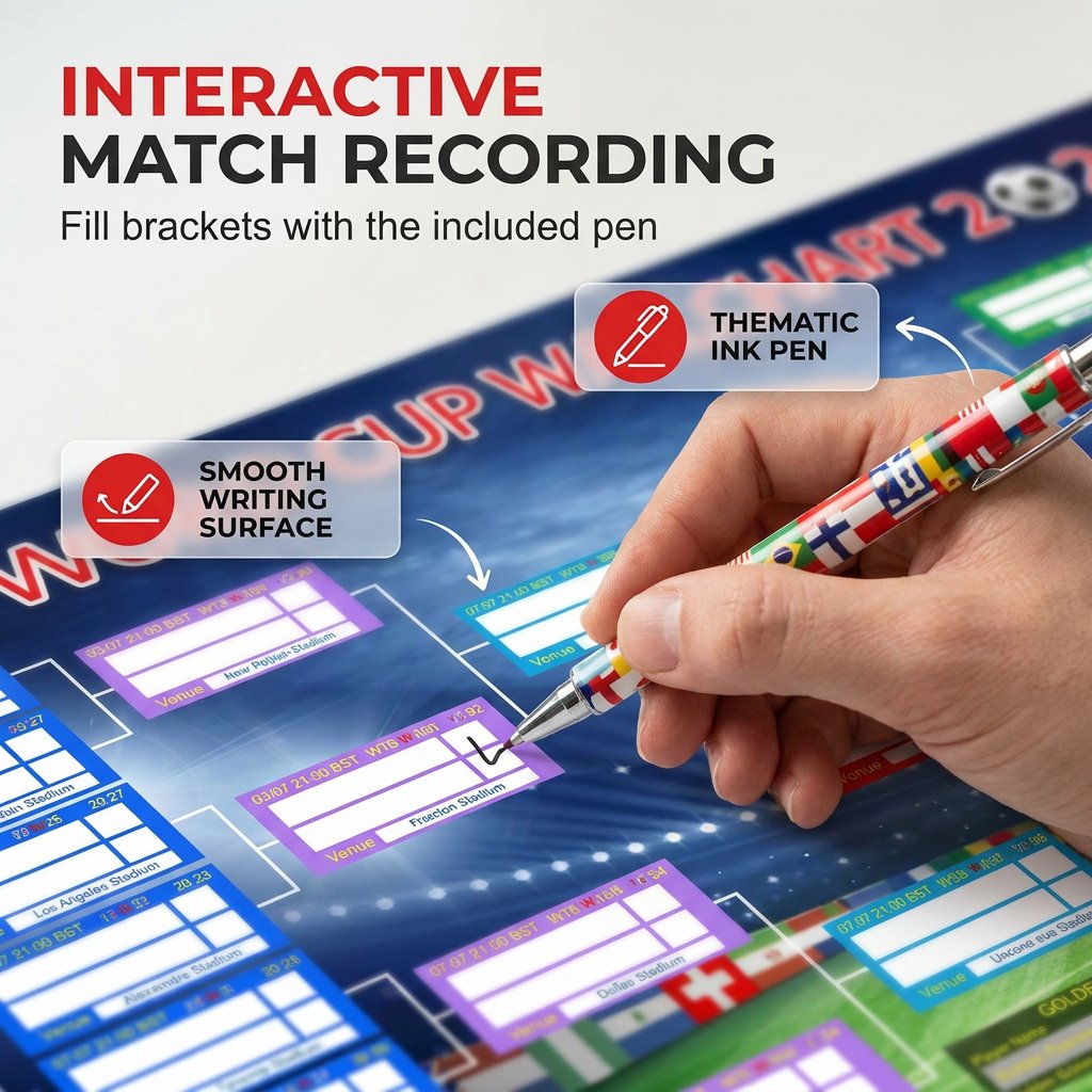 🗓️⚽ World Cup Wall Chart 2026 Poster Set – Don't Miss a Match! - Marker Pen & Mounting Strips Included 🎁