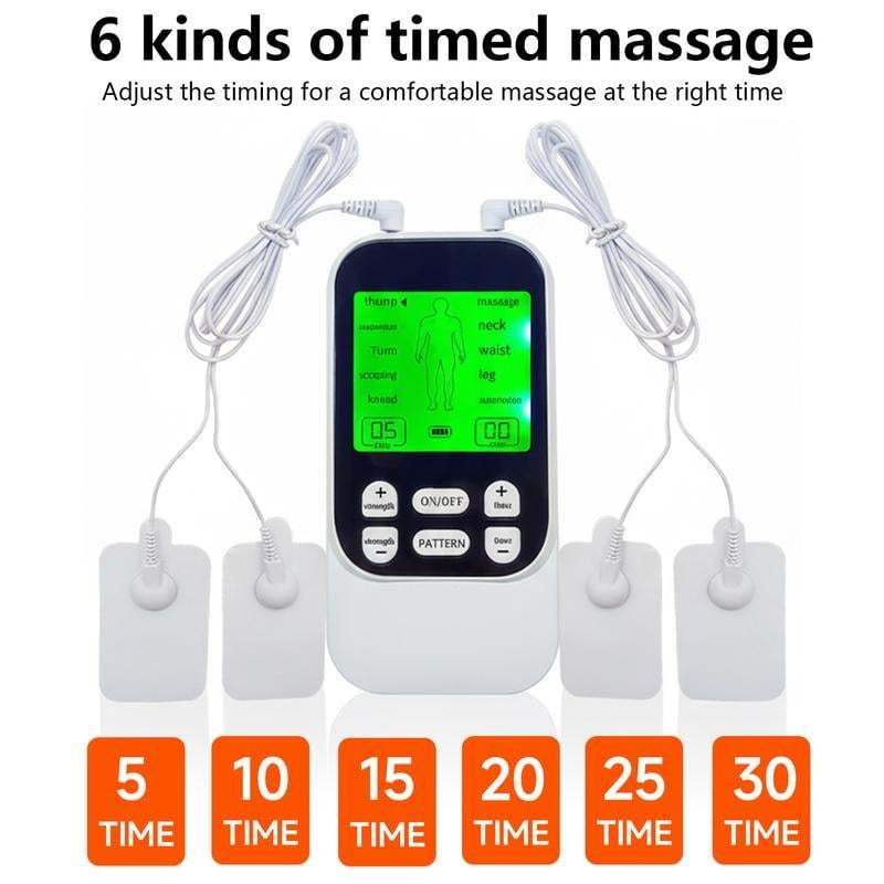 Muscle Stimulator – 10 Modes, Dual Channel, 30 Intensity Levels, Compact & Rechargeable, For Back, Neck & Shoulder, 4 Electrode Pads