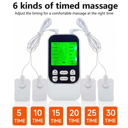 Muscle Stimulator – 10 Modes, Dual Channel, 30 Intensity Levels, Compact & Rechargeable, For Back, Neck & Shoulder, 4 Electrode Pads