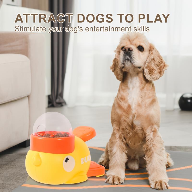 Product Introduction of 1pc Yellow Duck-Shaped Interactive Dog Feeder - Non-Electric, Manual Press-to-Get Food Dispenser for Small, Medium, Large Dogs, Durable Plastic 3