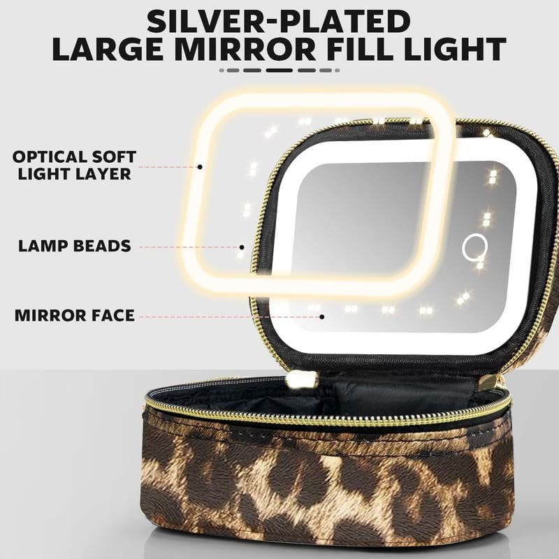 Compact Makeup Bag with Mirror and Light