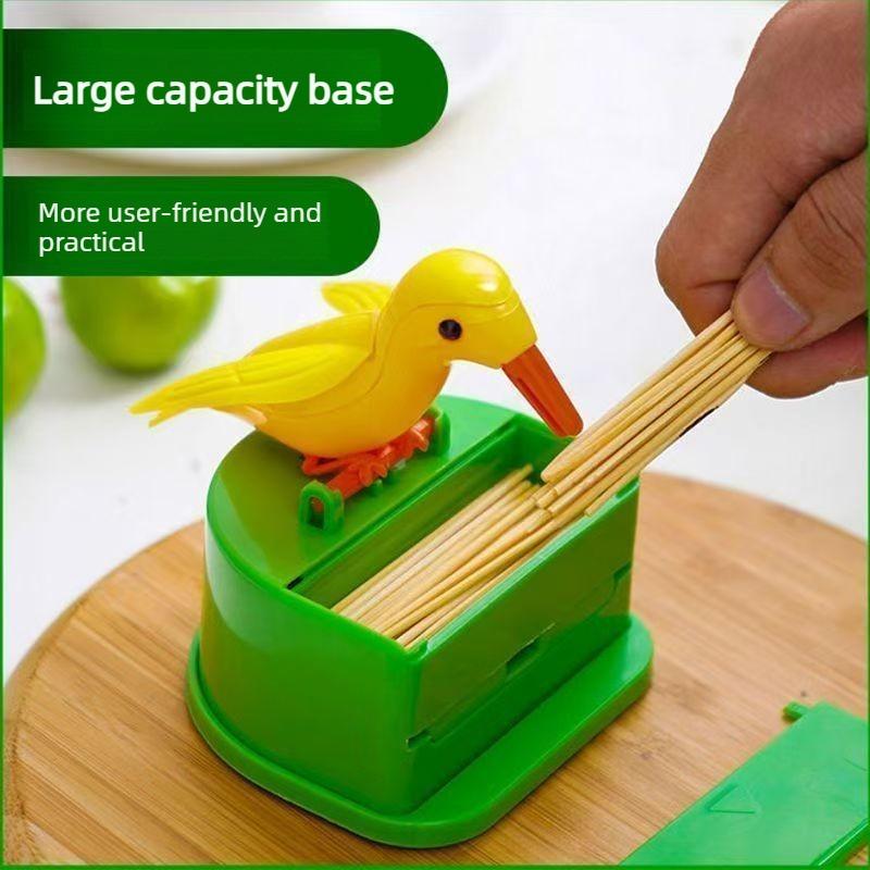 Bird Toothpick Holder Box Fully Automatic Children's Toy Creative Bird Pecking Smart Toothpick Dispenser Press-Type Household High Quality Material No Smell