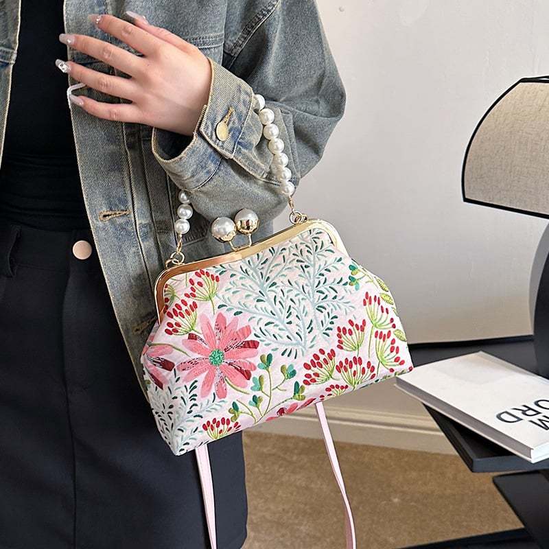 Women Vintage Flower Embroidery Handbag