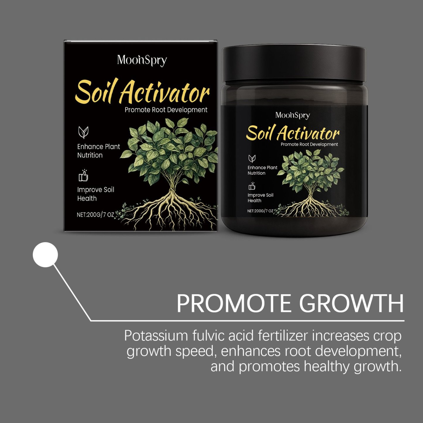 Soil Revitalizer , Concentrated Humic Acid Formula for Lawn & Garden Plant Food Enhancer Yields