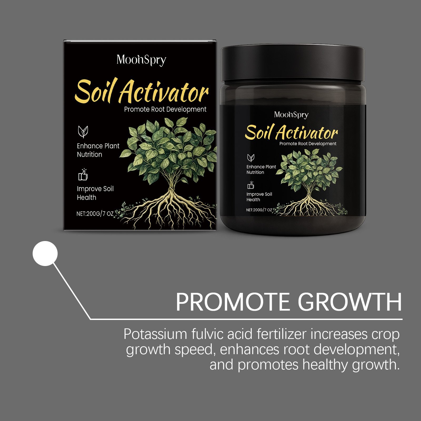 Soil Revitalizer , Concentrated Humic Acid Formula for Lawn & Garden Plant Food Enhancer Yields