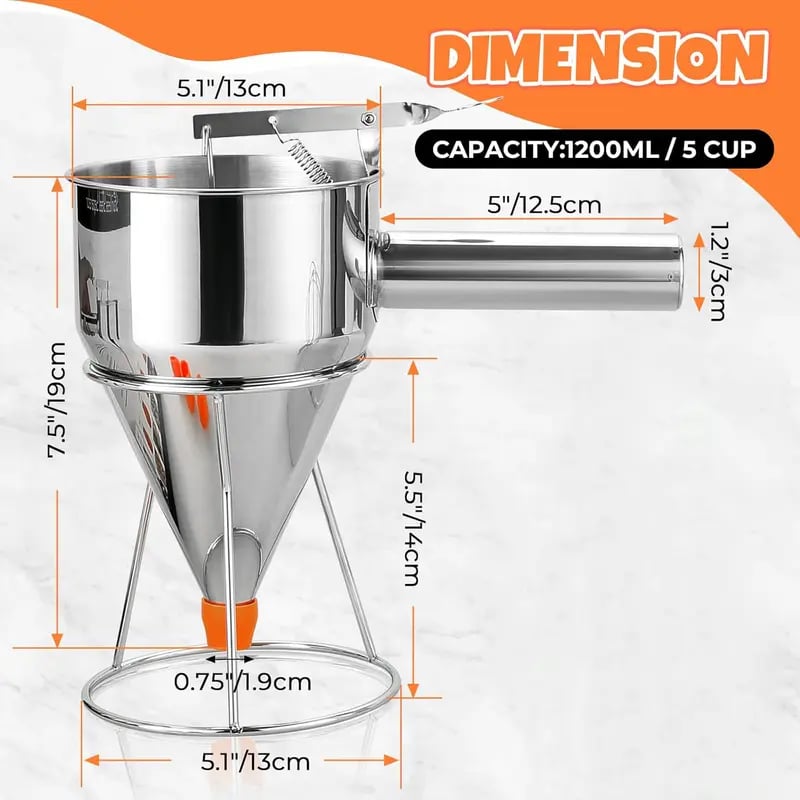 Pancake Batter Dispenser 20OZ/40 OZ | Funnel Cake Dispenser With Stand