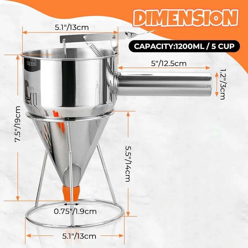 Pancake Batter Dispenser 20OZ/40 OZ | Funnel Cake Dispenser With Stand