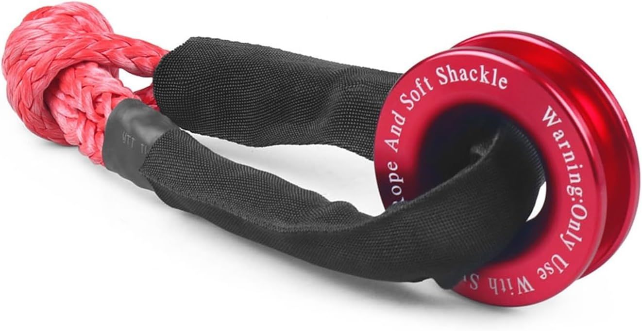 Winch Rope Synthetic Soft Shackle+Recovery Ring Set Rugged Shackles With Protective Sleeve 41000lbs