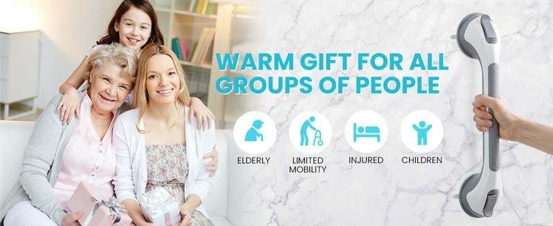 🚿16 Inch No Drilling Suction Cup Removable Bathroom Safety Handrail | Waterproof Anti-Slip Shower Grab Bar & Bathtub Grip