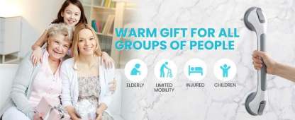 🚿16 Inch No Drilling Suction Cup Removable Bathroom Safety Handrail | Waterproof Anti-Slip Shower Grab Bar & Bathtub Grip