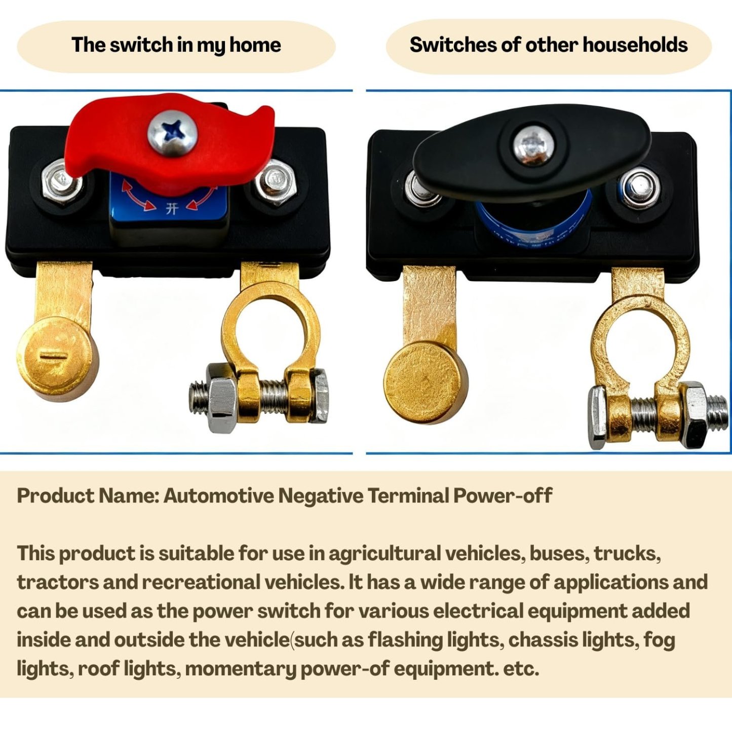 Car Battery Cut Off Switch – 12V/24V Power Disconnect Device for Vehicle Safety, Stable Transmission High Conductivity