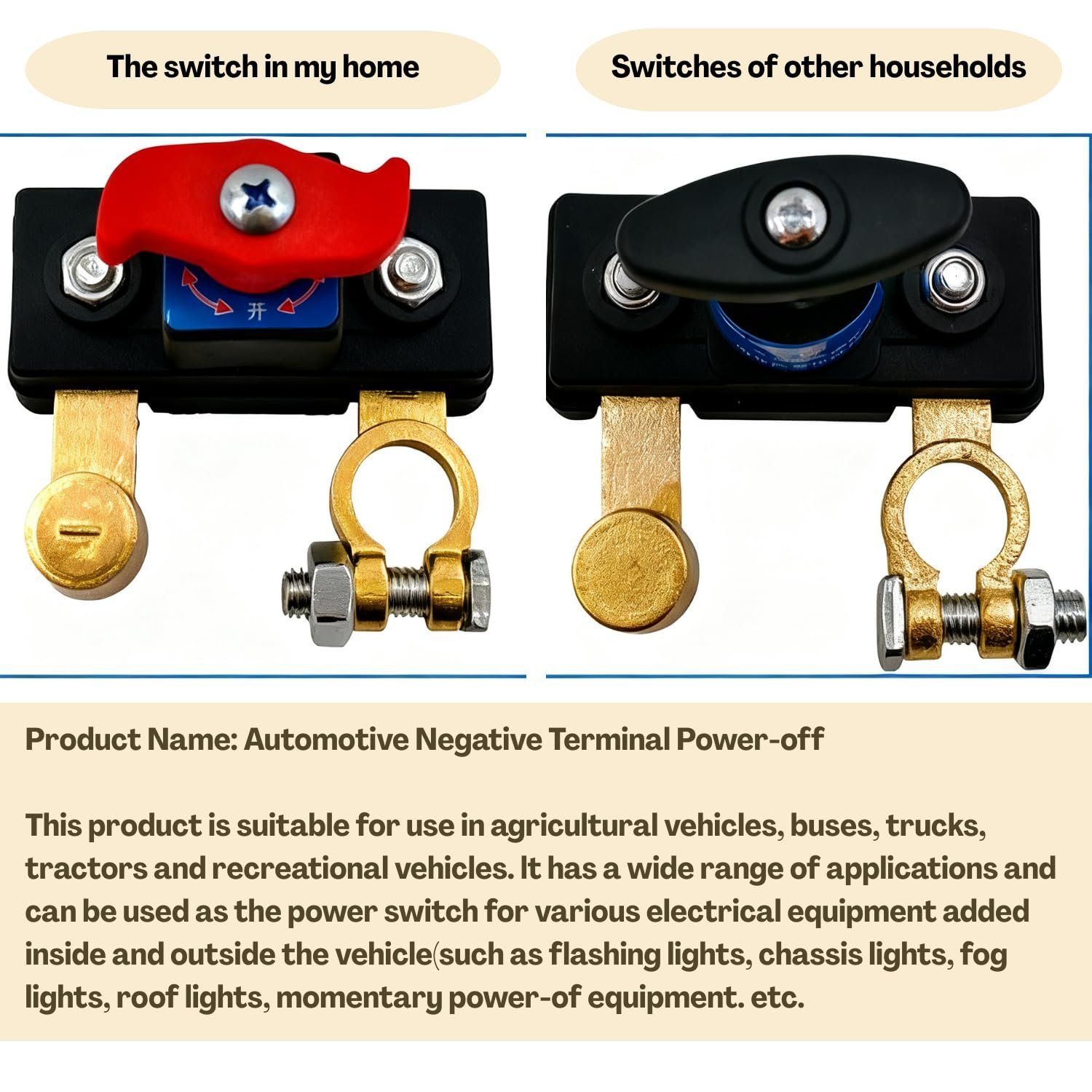 Car Battery Cut Off Switch – 12V/24V Power Disconnect Device for Vehicle Safety, Stable Transmission High Conductivity