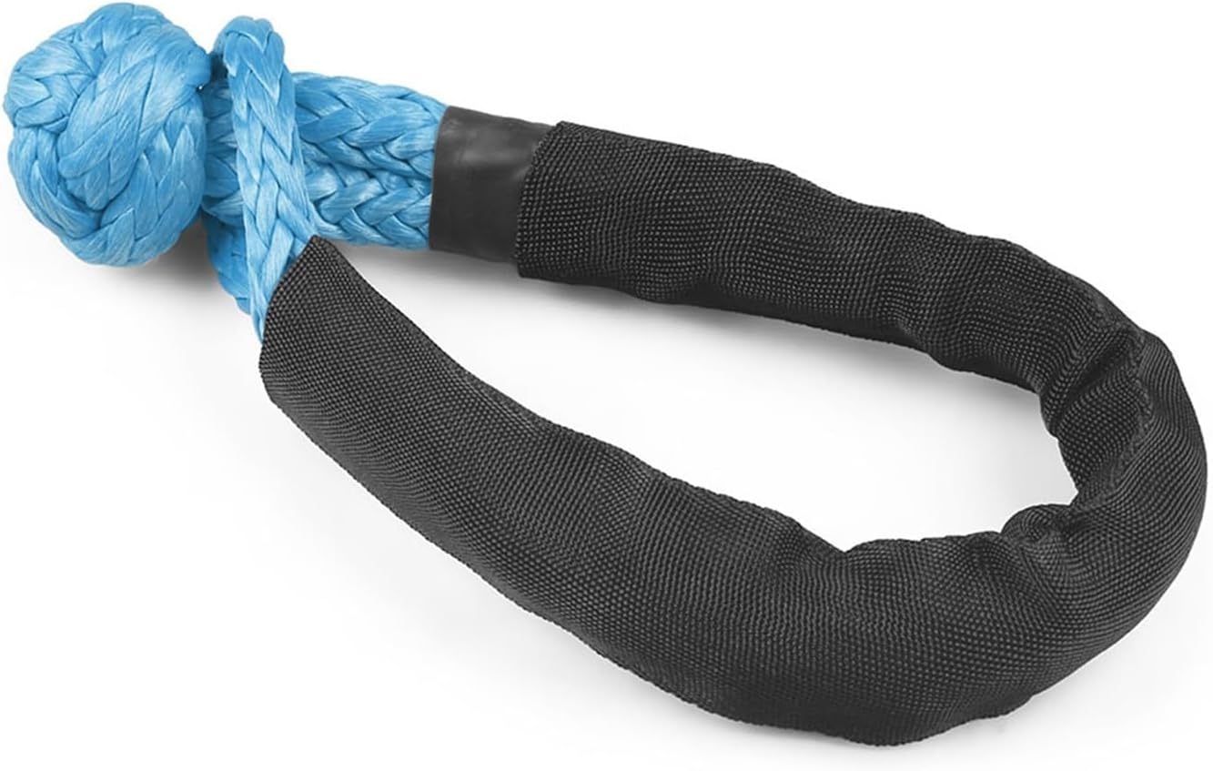 Winch Rope Synthetic Soft Shackle+Recovery Ring Set Rugged Shackles With Protective Sleeve 41000lbs