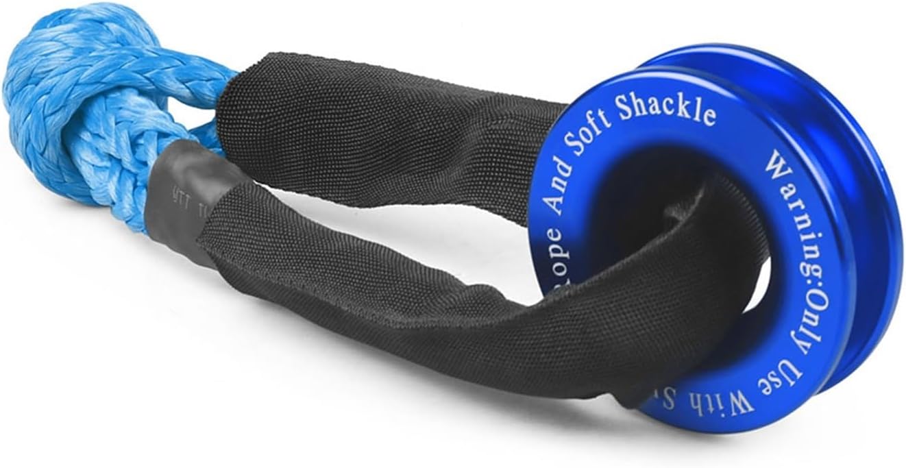 Winch Rope Synthetic Soft Shackle+Recovery Ring Set Rugged Shackles With Protective Sleeve 41000lbs