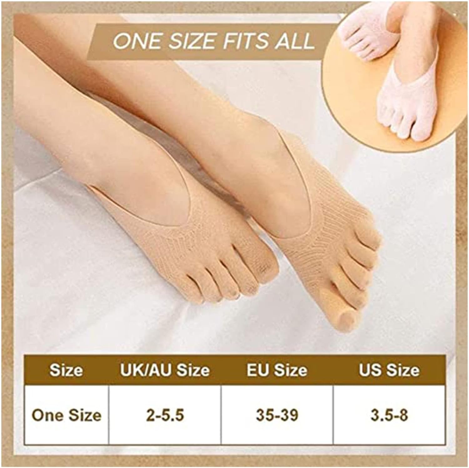 5 Pairs Orthopedic Compression Socks, No Show Five Toes, Breathable Split Toe Finger Socks