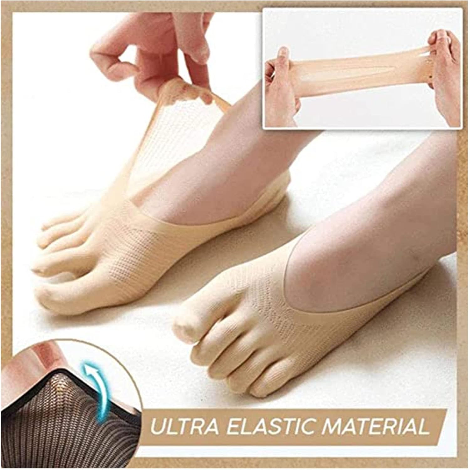 5 Pairs Orthopedic Compression Socks, No Show Five Toes, Breathable Split Toe Finger Socks