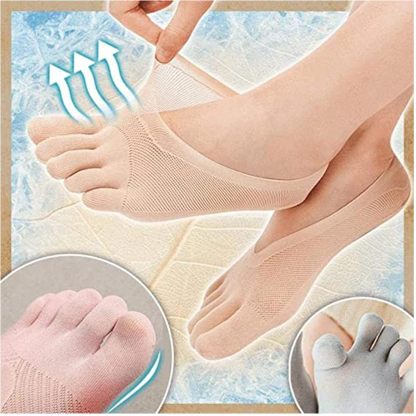 5 Pairs Orthopedic Compression Socks, No Show Five Toes, Breathable Split Toe Finger Socks