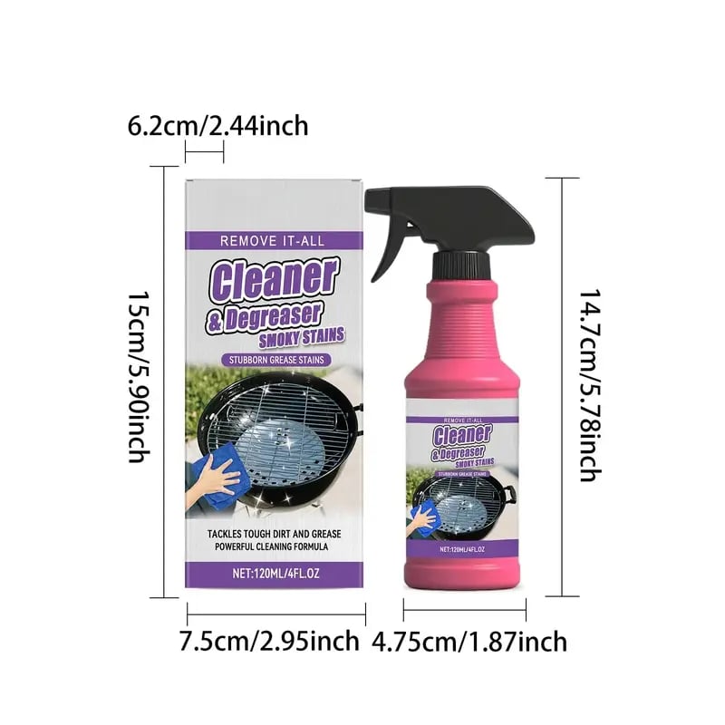 🔥120ML BBQ Non-toxic, Heavy Duty, No Residue Grill Cleaner Degreaser Spray