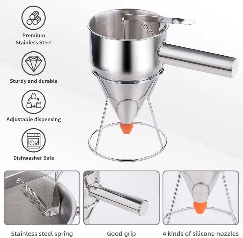 Pancake Batter Dispenser 20OZ/40 OZ | Funnel Cake Dispenser With Stand
