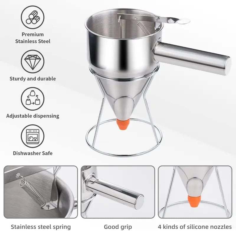 Pancake Batter Dispenser 20OZ/40 OZ | Funnel Cake Dispenser With Stand