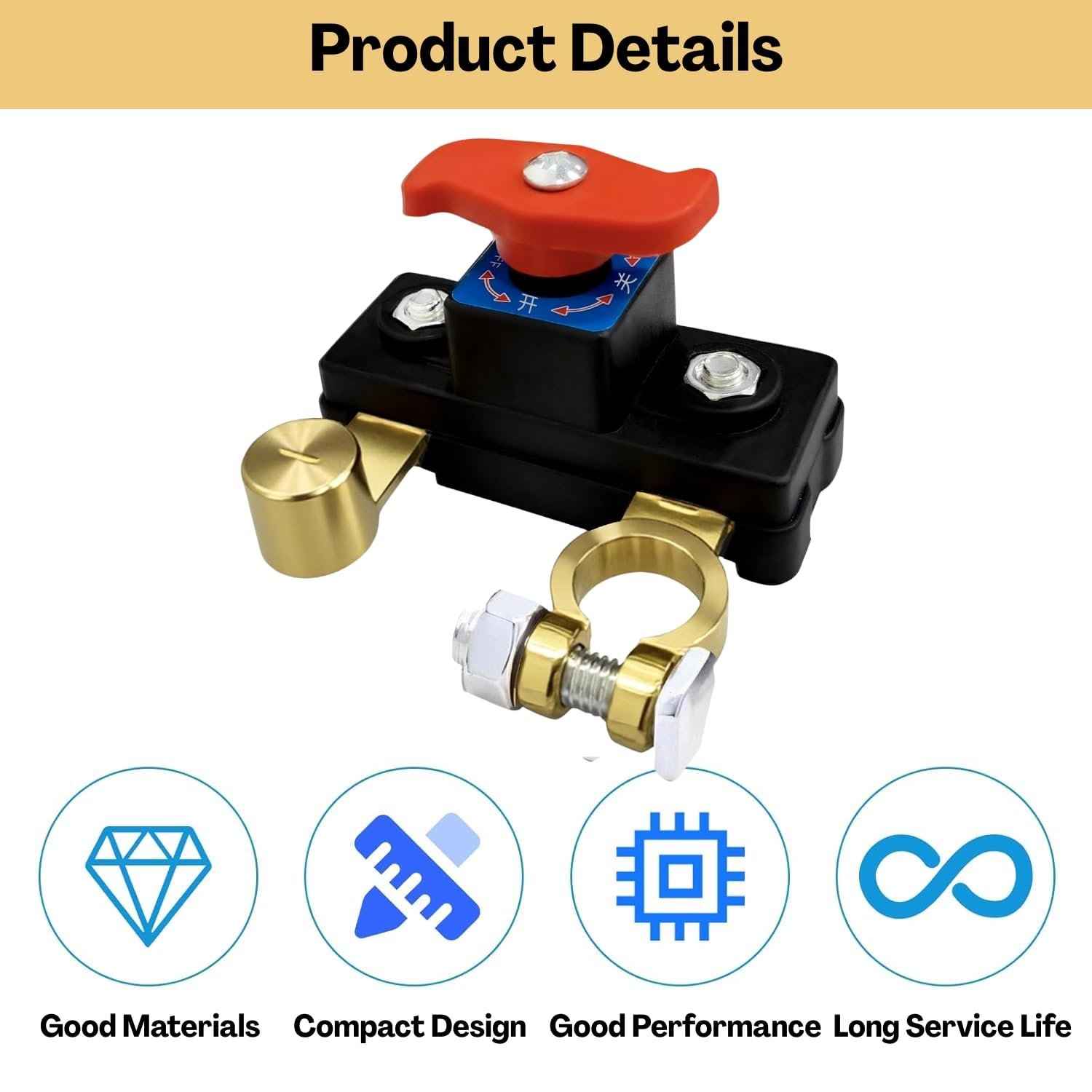 Car Battery Cut Off Switch – 12V/24V Power Disconnect Device for Vehicle Safety, Stable Transmission High Conductivity