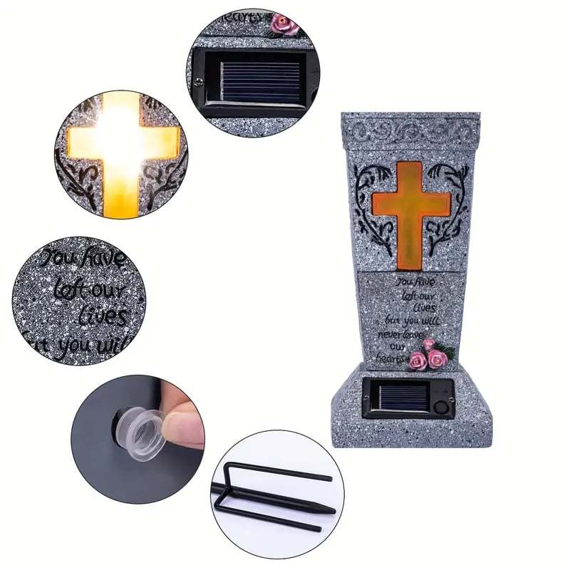 Solar Cemetery Grave Vase with LED Light